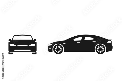electric car icon. front side view. vector