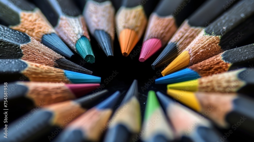 Group of Colored Pencils Arranged in a Circle Group of Colored Pencils Arranged in a Circle