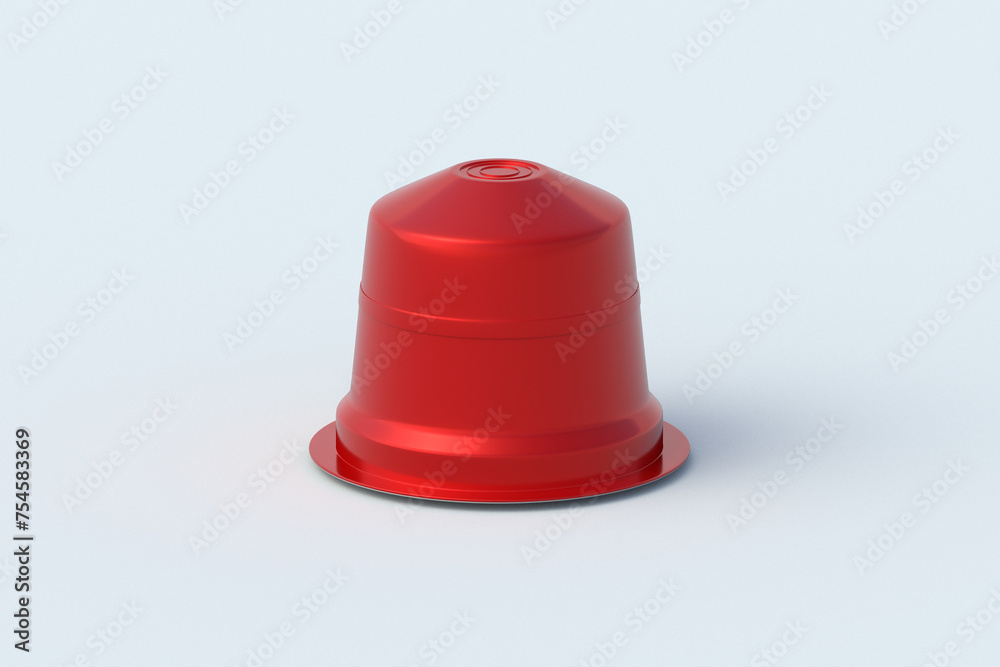 Fototapeta premium One coffee capsule on gray background. Modern decaf pods for machine. 3d render
