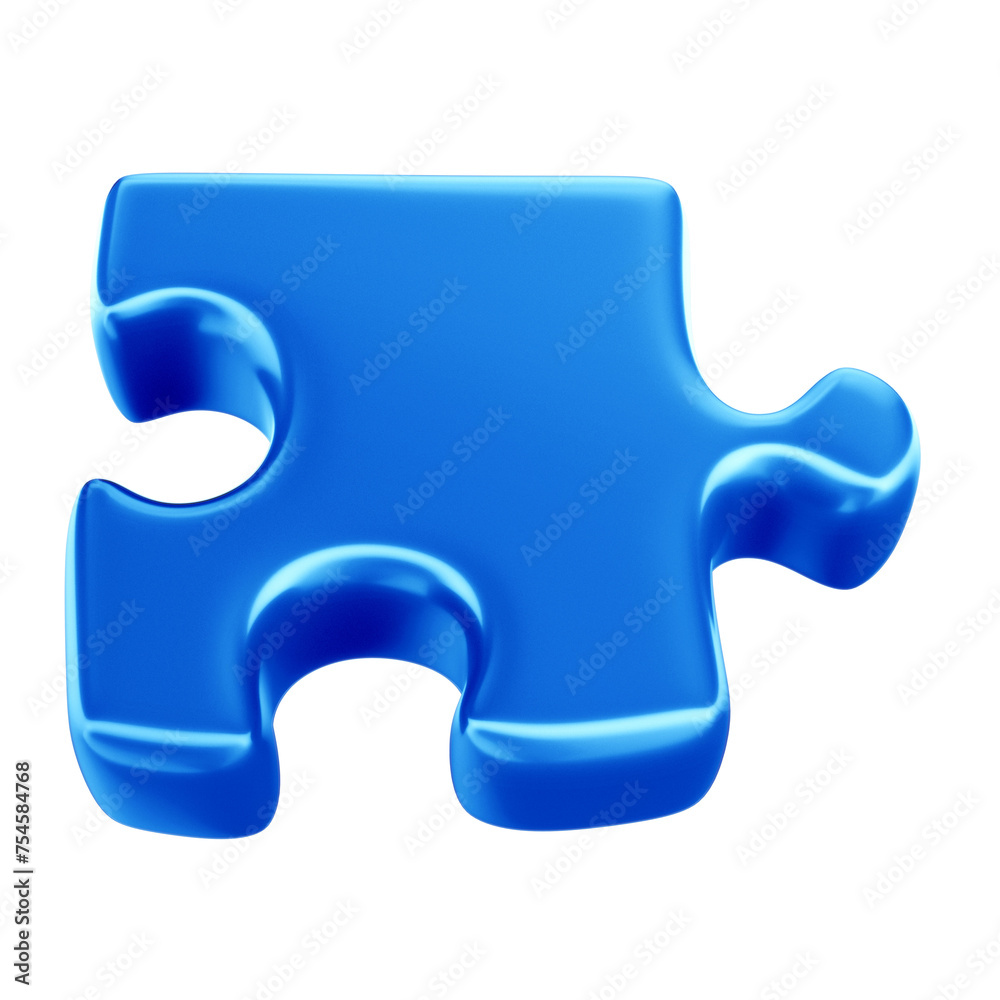 3D Blue Puzzle Piece for Autism Awareness Campaign, April Blue, Transparent Background 3D Blue Puzzle Piece for Autism Awareness Campaign, April Blue, Transparent Background