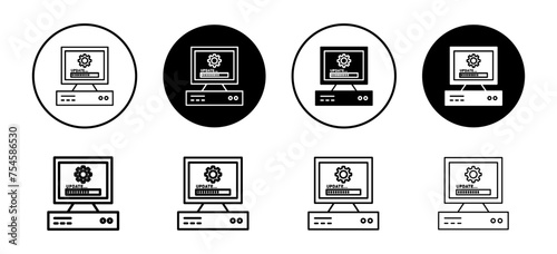 Computer system update vector icon set collection. Computer system update Outline flat Icon.