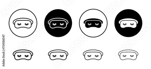 Sleep mask vector icon set collection. Sleep mask Outline flat Icon.