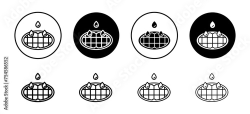 Sewer drain vector icon set collection. Sewer drain Outline flat Icon.