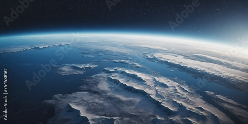Realistic Earth From Space Close Up Atmosphere North Pole Siberia Permafrost Tundra