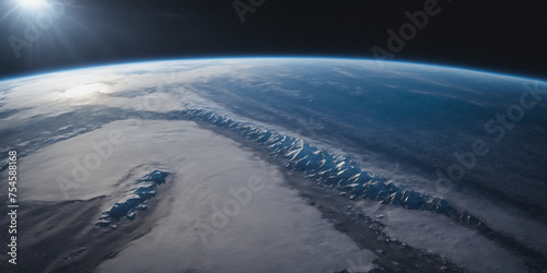 Realistic Earth From Space Close Up Atmosphere North Pole Siberia Permafrost Tundra