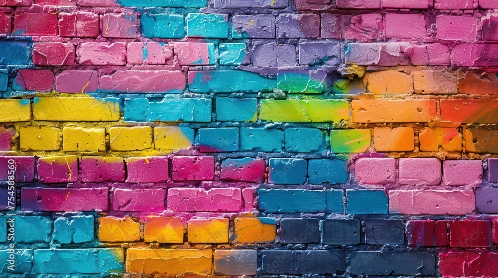 Colorful graffiti on a brick wall. Colorful graffiti on a brick wall.