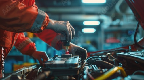 The diligent task of a car mechanic replacing a battery highlights the importance of maintenance