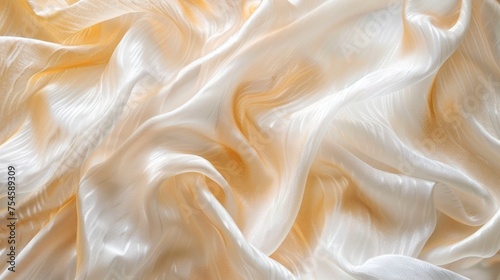 Abstract soft light color of white and Gold textile texture fabric background. AI generated image