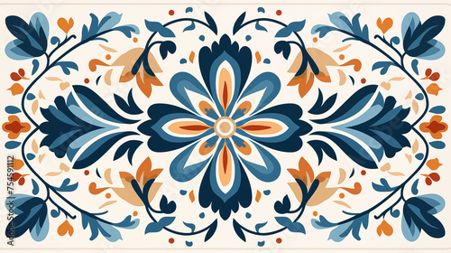 Elegant Blue Floral Tile Pattern