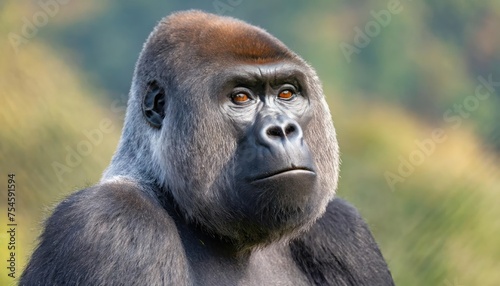 high quality photo. Profile of Western Lowland Gorilla, adult male silverback.  © blackdiamond67