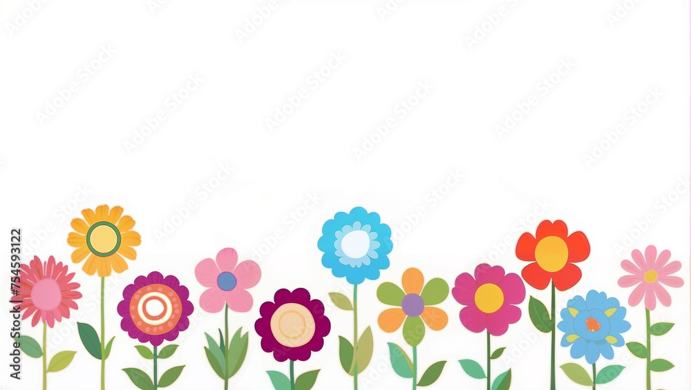 Stylized Spring Flower Border