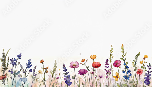 Watercolor Spring Flower Border