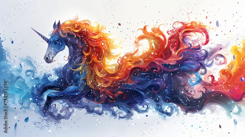 A unicorn with a colourful mane.