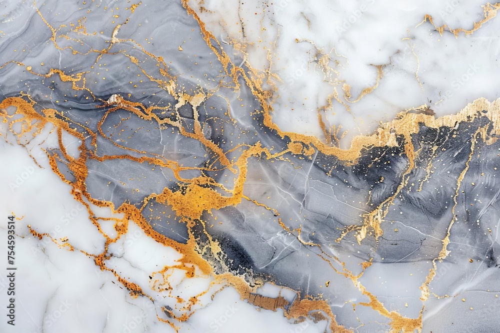 Luxurious marble texture with white and gold veins Creating an elegant ...