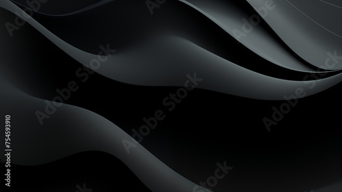 Subtle Elegance: Dark Black and Grey Flowing Abstract Waves in 4K