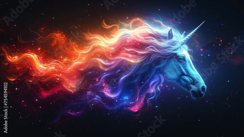 Neon unicorn abstract artwork.