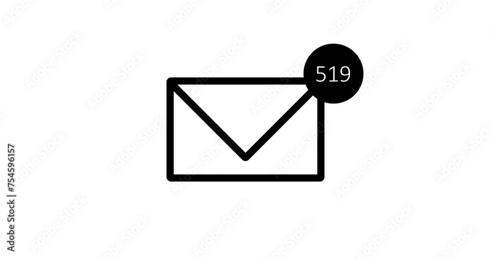 Animation of Email envelope with auto counting number on circle. on white background. Post delivery concept. Send Email icon animation on white background. Sending and Receive Message Concept. Animation of Email envelope with auto counting number on circle. on white background. Post delivery concept. Send Email icon animation on white background. Sending and Receive Message Concept.