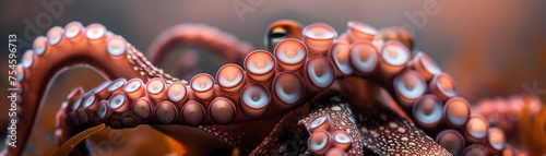 Octopus im Meer, Sonnenlicht bricht an der Wasseroberfläche, Konzept Kraken im Wasser
