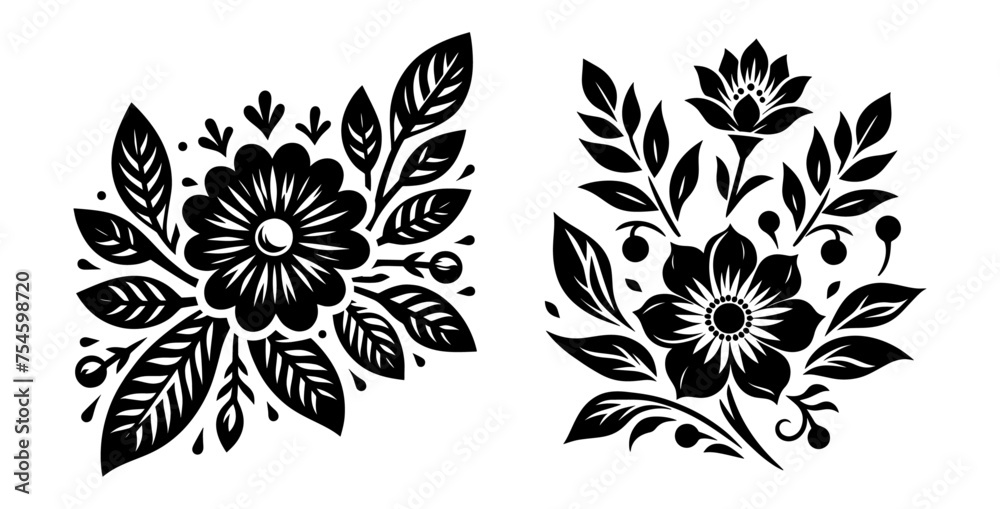 simple flower vector black and white