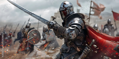 soldier with sword and helmet, ai generated.