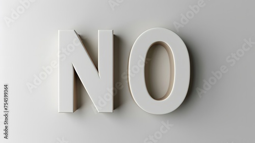 white "NO" in 3D