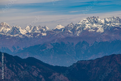 Layered Mountain Majesty: Himalayas as Seen from Murma Top, Nepal