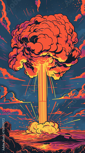 Illustration of a Nuclear Explosion in the Sky