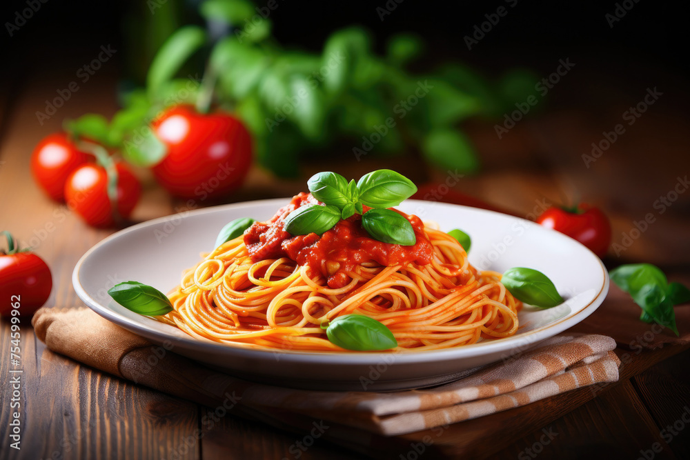 Delicious Plate of Spaghetti with Tomato Sauce