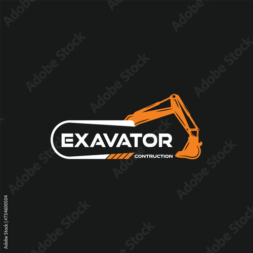 Excavator construction logo design, excavator logo element heavy equipment work. transportation vehicle mining.