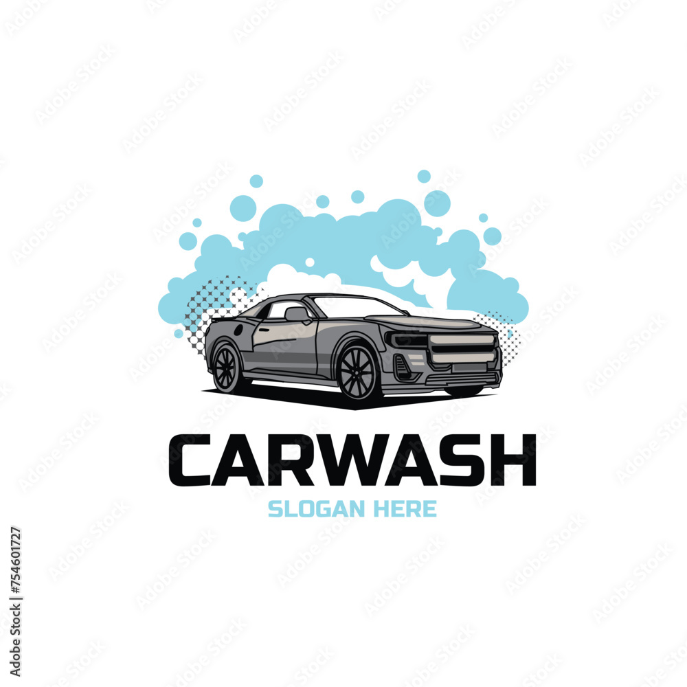 Car wash and car cleaning logo design isolated
