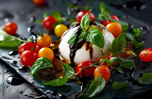 Fresh Flavors Abound: Burrata Embrace with Cherry Tomatoes Galore