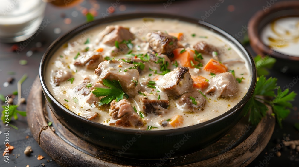 French style veal stew with white sauce called blanquette de veau
