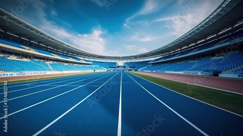 blue race stadium and running track curve detail for outdoor athletics sport  AI GENERATED
