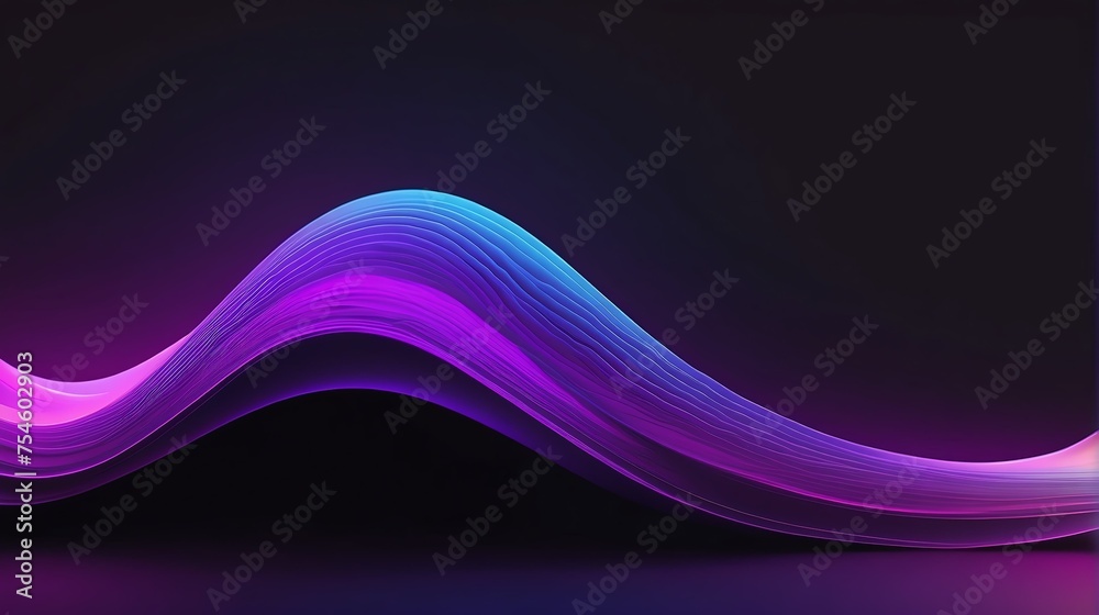 Holographic purple gradient neon wave shape liquid on dark background from Generative AI Holographic purple gradient neon wave shape liquid on dark background from Generative AI