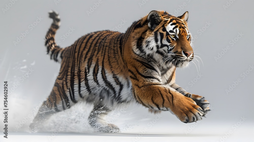 Obraz premium side view Portrait of a running tiger