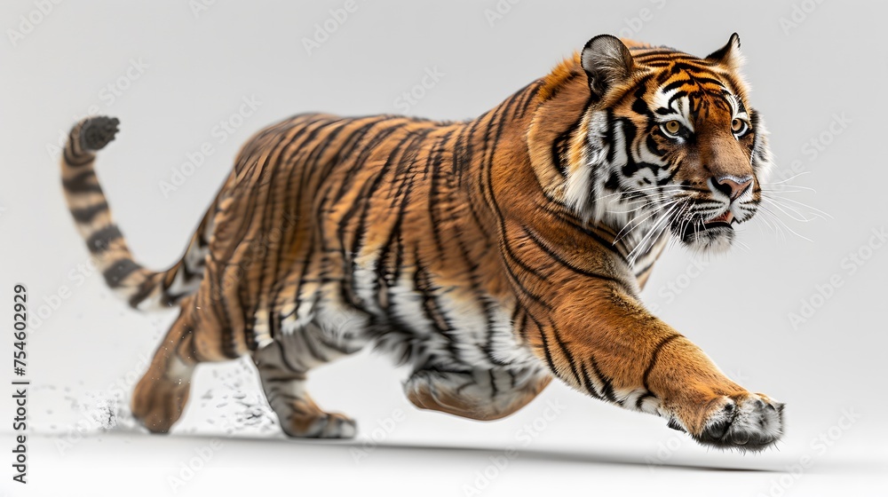 side view Portrait of a running tiger