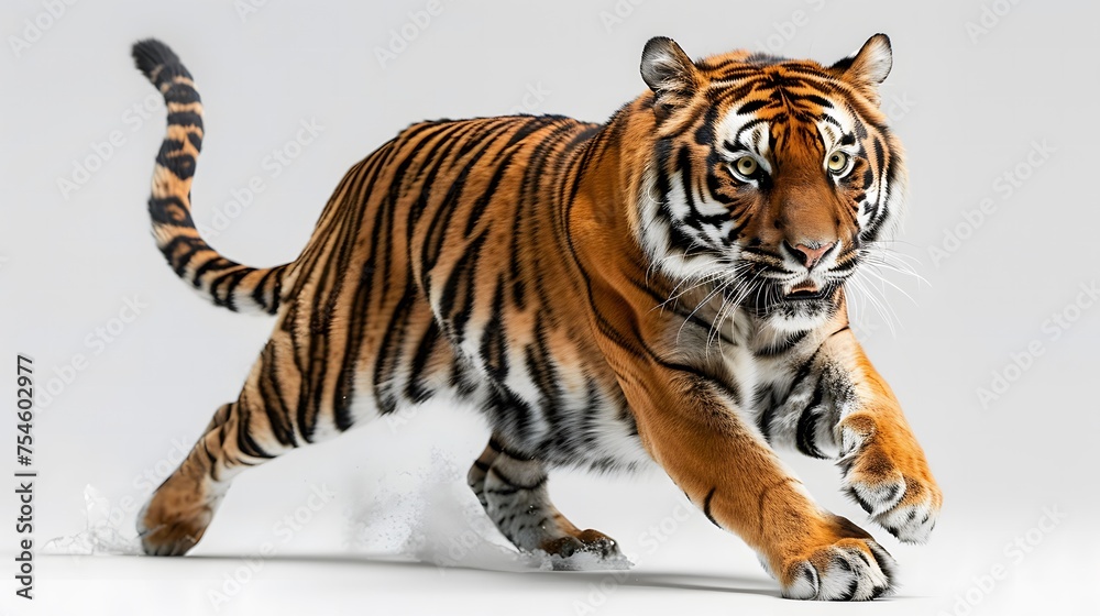 side view Portrait of a running tiger side view Portrait of a running tiger