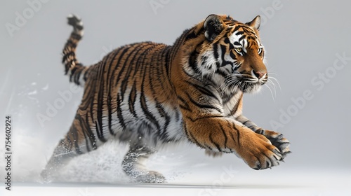 side view Portrait of a running tiger