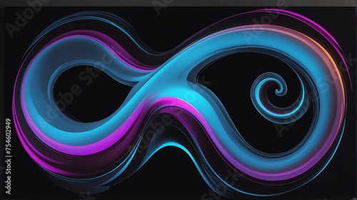 Holographic vibrant light blue gradient neon wave shape liquid on dark background from Generative AI