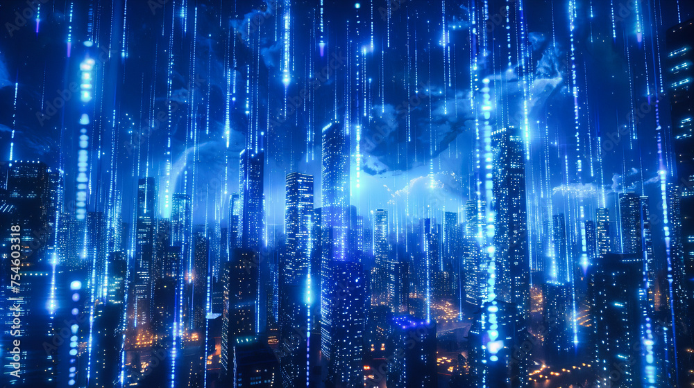 Digital Cityscape: A Fusion of Technology and Urban Architecture, Illuminated by the Networks That Power Our World Digital Cityscape: A Fusion of Technology and Urban Architecture, Illuminated by the Networks That Power Our World