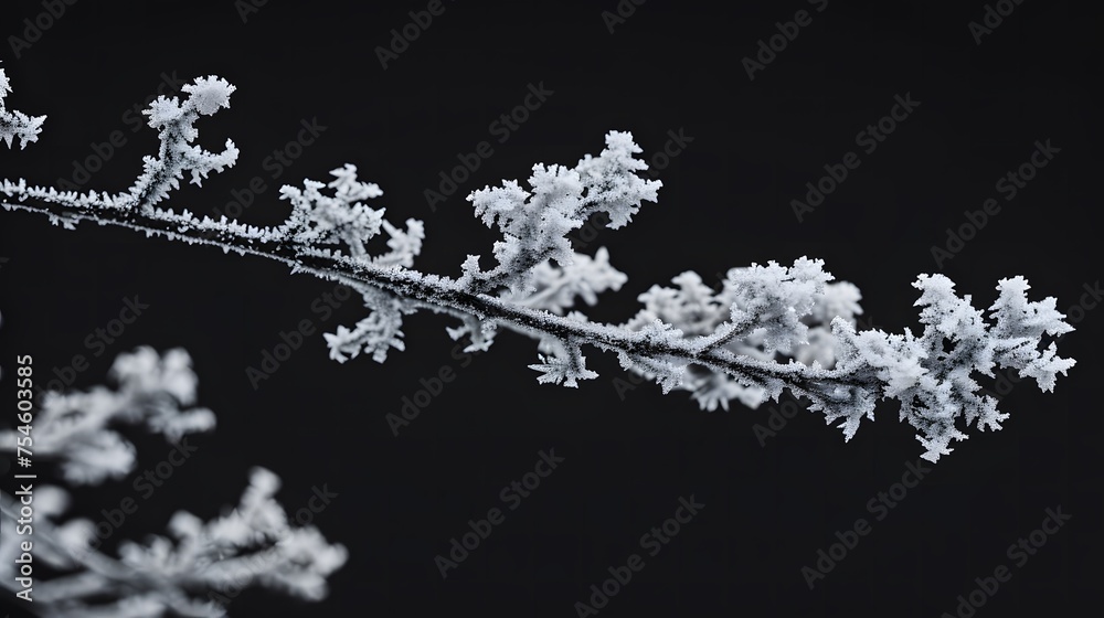Macro Snow and Frost on Black background Macro Snow and Frost on Black background