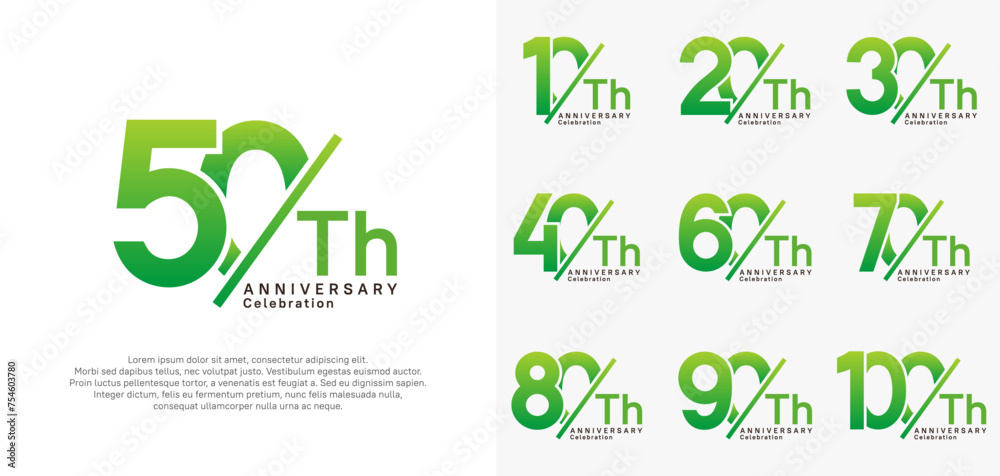 anniversary logo style vector set with slash green color can be use for celebration anniversary logo style vector set with slash green color can be use for celebration