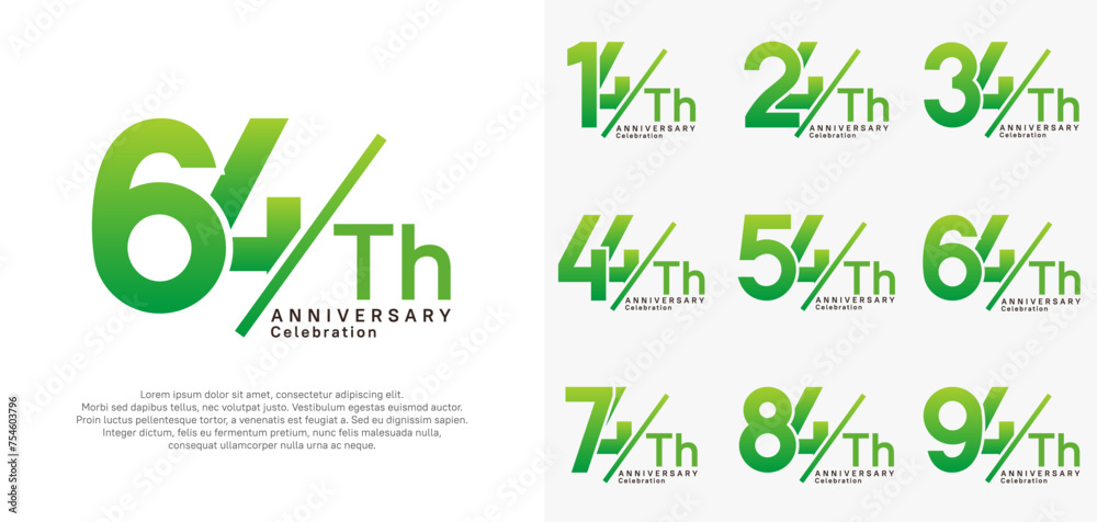 anniversary logo style vector set with slash green color can be use for celebration anniversary logo style vector set with slash green color can be use for celebration