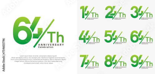 anniversary logo style vector set with slash green color can be use for celebration