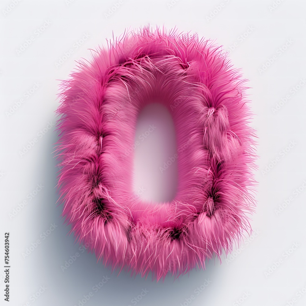 Fluffy Pink letter 0 Fluffy Pink letter 0