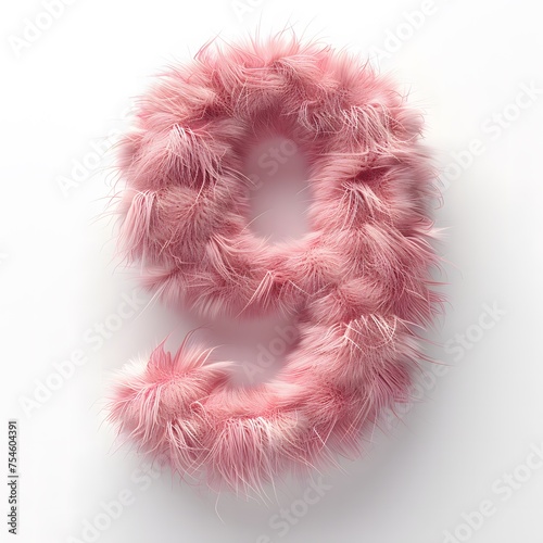 Fluffy Pink letter 9 