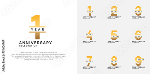 anniversary logotype vector set with golden color for special celebration