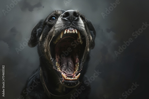 Angry Dog: an aggressive portrait photo
