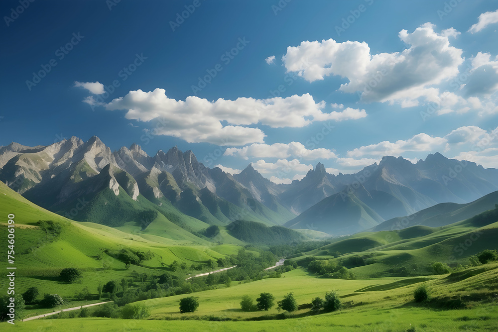 Fototapeta premium colourful landscape nature Generative Ai