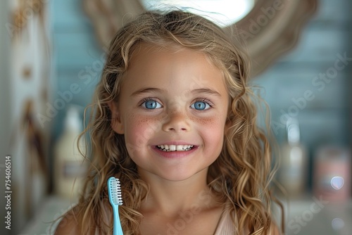 Yount child with toothbrush...
